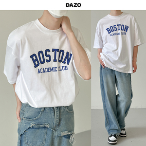 DAZO 夏季白色T恤男宽松短袖日常休闲百搭chill圆领半袖上衣韩版