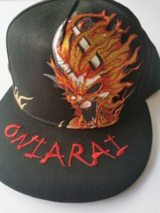 ONIARAI帽子 鬼洗刺绣火焰头像棒球帽嘻哈滑板街舞帽子