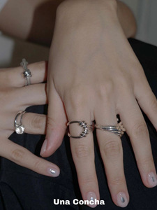 U.CA韩国souhait编织戒指女纯银ins小众时髦S925扭结指环食指戒