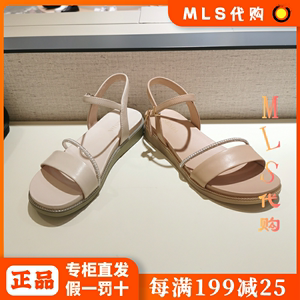 Senda/森达 2021夏款羊皮平跟女鞋纯凉鞋 正品国内代购 4WI02 BL1