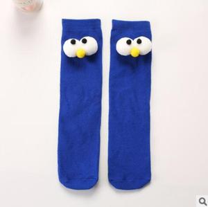 儿童中筒袜子立体大眼睛直筒前后通穿亲子袜 可爱卡通宝宝堆堆袜