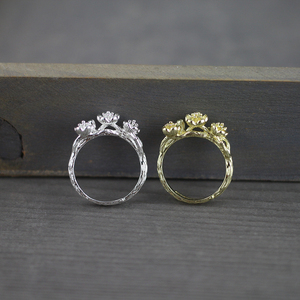 DIY饰品配件 手工材料 14K金 银色梅花戒指可以调节大小zakka风格