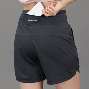 跑步短裤女外穿运动裤速干宽松大码健身后腰口袋羽毛球三分裤夏季