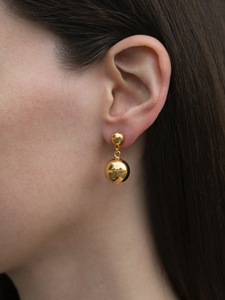 unnco | 金属空心小球几何耳钉小众极简时髦光面金珠925银针耳环