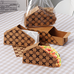 TACO塔可盒莫斯科鸡肉卷脆皮玉米饼三明治薄饼食品包装一次性纸盒