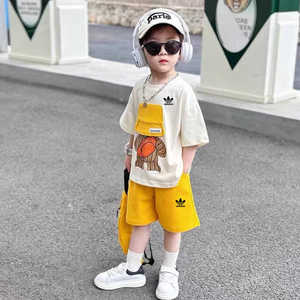 阿迪达斯男童夏季套装新款帅气小童夏装男童衣服儿童短袖两件套潮