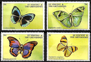 圣文森特格林纳丁斯2001年蝴蝶4全新外国邮票