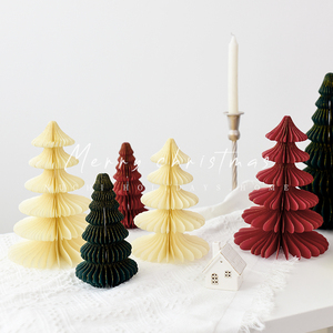 诺琪 圣诞节橱窗装饰蜂窝折纸彩色圣诞树造型灯笼挂饰挂件摆件