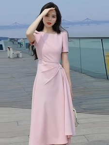 欧洲站2024夏装新款气质设计感减龄有女人味的过膝长裙韩剧连衣裙