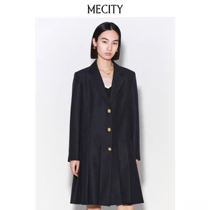 MECITY女士2022春季新款绵羊毛时尚修身西装英伦风西服裙女536913