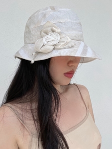 韩国同款 夏天遮阳帽麻料透气防晒可太阳帽折叠女防紫外线渔夫帽