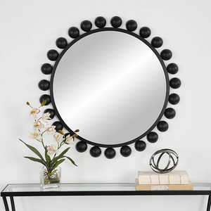 圆形美式轻奢浴室镜卧室梳妆镜卫生间壁挂镜玄关墙面多功能装饰镜