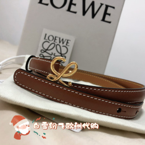 Loewe/罗意威 光滑牛皮革腰带 1.5厘米 百搭 女士皮带 焦糖棕