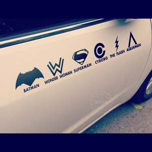 正义联盟英雄logo组合反光汽车贴纸超人蝙蝠侠神奇女侠闪电侠贴纸