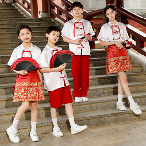 六一儿童中国风合唱演出服小学生毕业班服幼儿园朗诵比赛表演套装