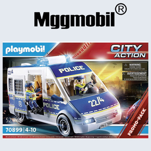 现货playmobil70899摩比世界儿童警察监狱玩具车拼插积木生日礼物