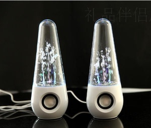 LED喷水音响 创意圆型喷泉音响 电脑七彩灯音乐喷泉水柱音响