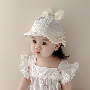 婴儿帽子春秋薄款可爱甜美公主渔夫帽小月龄遮阳防晒夏季外出盆帽