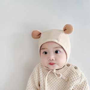 春秋季婴幼儿帽子宝宝纯棉胎帽男女童可爱护耳帽薄款新生儿包头帽