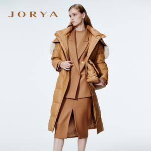 JORYA商场同款2022冬季新款羊皮连帽长款加厚羽绒服N165906E