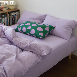 简约优雅风丨全棉色织水洗棉四件套紫色纯色纯棉床上床单床品套件