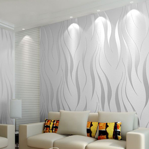 现代简约无纺布自粘壁纸客厅卧室波浪3D立体竖条纹背景墙自贴墙纸