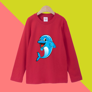 海洋动物儿童装6-7男童春秋t恤3宝宝纯棉长袖4-5岁小孩上衣服海豚