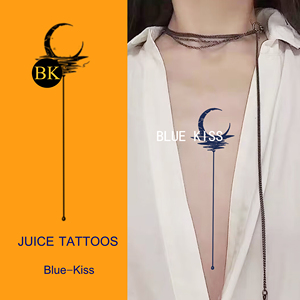BLUEKISS蓝吻 月亮湖创意胸前纹身贴夜店风草本持久防水仿真男女