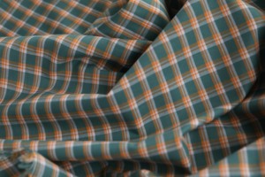 韩国进口绿黄格纹平纹府绸面料设计师衬衫布料