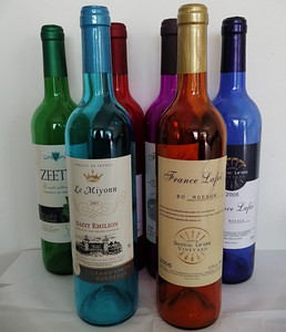 包邮彩色装饰红酒瓶玻璃瓶红色蓝色紫色绿色葡萄酒瓶酒吧装饰灯饰