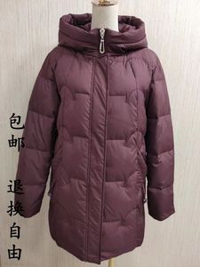 紫澜门Z23XLF8281黑色2023冬季女气质妈妈款羽绒服常规款连帽加厚