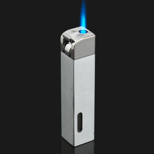方形长条直冲防风金属打火机蓝色火焰可视气体创意个性送男友老公