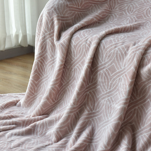 厚 180*210外贸 春秋粉色条纹法兰绒毛毯沙发午睡厚实盖毯子