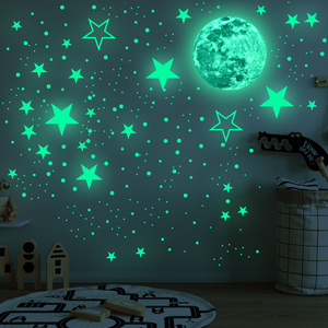 自粘荧光贴纸 夜光月球发光星星墙上装饰儿童墙面房间diy创意墙贴