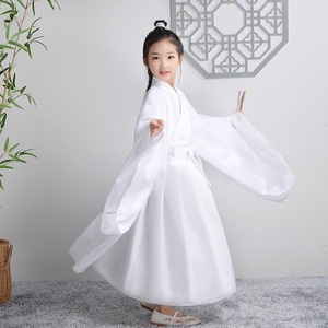 儿童汉服女童白色六一演出服国学服书童白娘子中国风仙女表演服