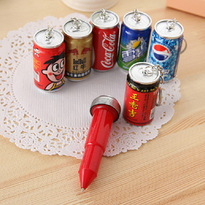 日韩创意文具伸缩饮料瓶易拉罐圆珠笔 学生小礼品钥匙链雪碧可乐