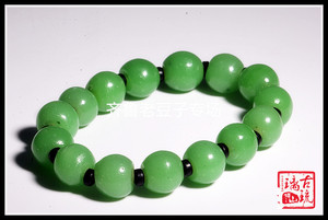 民国老琉璃珠子13-14mm仿翡翠绿 绿玛瑙色老琉璃散珠 老琉璃手链