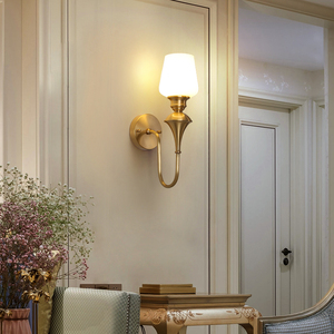壁灯简约美式轻奢全铜法式复古简欧客厅背景墙卧室床头网红灯防尘