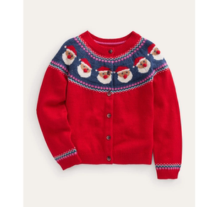 现货英国mini B BD童装 女童新款 红色圣诞老人长袖毛衣针织开衫l