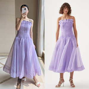 紫霞仙子~美似幻影的仙女裙 澳洲欧根纱立体褶皱连衣裙74