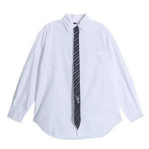 太系列剪标春季新款宽松简约时尚独特拼接假领带衬衣RU3115/男-78