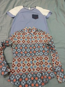amass阿玛施专柜正品衬衫两件，长袖碎花衬衣+短袖，我的衣
