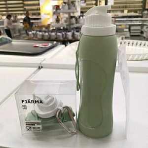正品宜家国内代购福亚尔玛可折叠水瓶户外旅行便携硅胶软水杯水壶