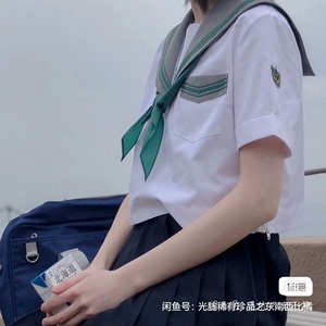 五件套丨墨绿色系jk制服水手服夏服衬衫西装札幌襟格裙短裙中裙