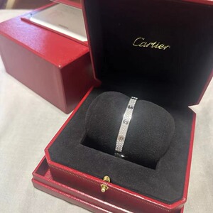 Cartier 卡地亚Love宽版白金满天星满钻手镯 17号