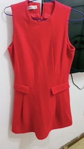 金苑羊毛呢红色连衣裙L码  秋冬季毛呢外套连衣裙，里面有内衬