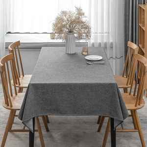 棉麻布艺桌布纯色亚麻布料防水防油免洗茶几布餐桌台布餐桌布灰色