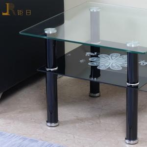 双层时尚玻璃不锈钢茶几脚 圆形简约铝管餐台脚桌腿家具配件