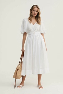 澳洲witchery 天丝加莱赛尔加亚麻材质连衣裙 白色 8