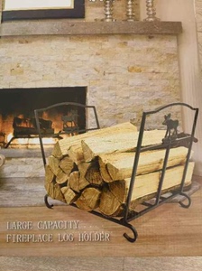 欧式乡村铁艺壁炉工具柴火架木材收纳置物架家用木柴架柴篮